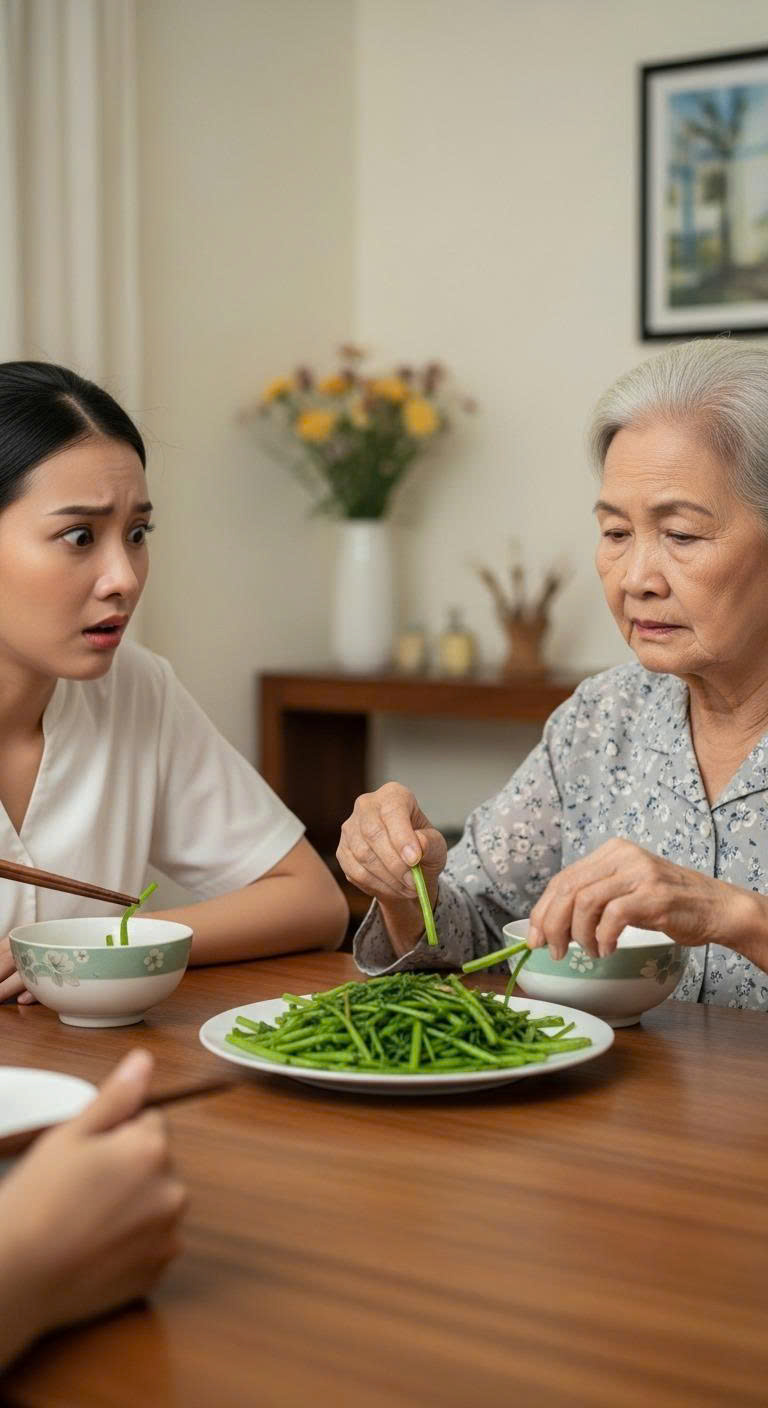 Tôi vừa cầm đũa thì nhớ câu mẹ ruột từng dặn và ngay khoảnh khắc ấy, tay tôi r:un b:ắn.