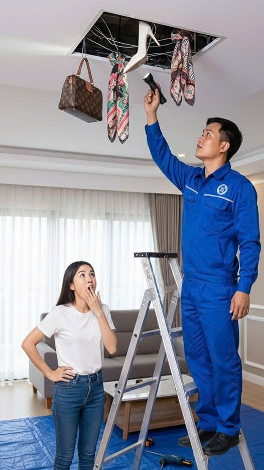 Trong lúc sửa điều hòa, thợ kỹ thuật phát hiện trong trần nhà phòng ngủ có… túi đồ phụ nữ lạ. Tôi nghi chồng “ăn vụng”,